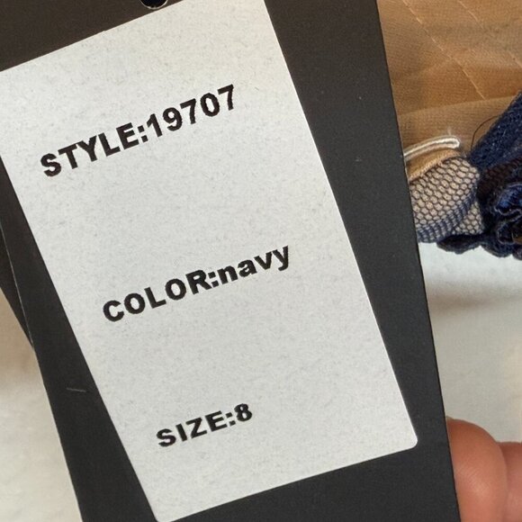 La Femme Formal Gown Cocktail Dress Blue Lace Hi Low Mesh Y2K Back Strapless 6 - Picture 10 of 15